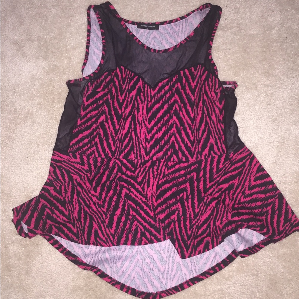 Plus Hi-lo peplum print top